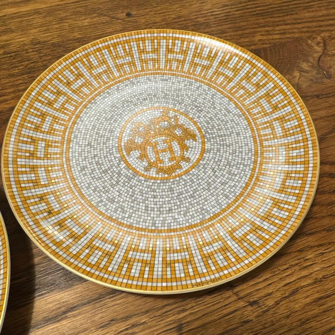 美品 HERMES エルメス デザートプレート モザイク 24 ゴールド 2枚