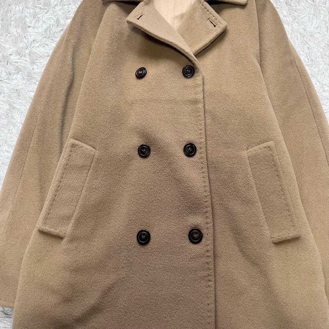 美品 マックスマーラ マレーラ ロングコート カシミヤ混 女優襟 キャメル 42