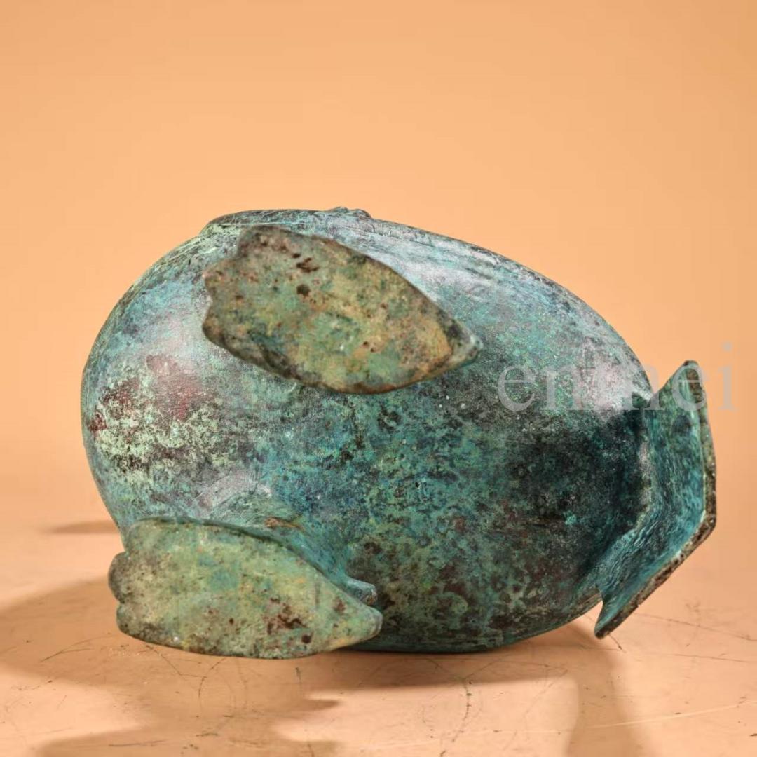 中国古美術・珍品旧藏・青銅製提梁鳥壺・鋳造・鏨刻・純銅製・酒具・風水開運・置物