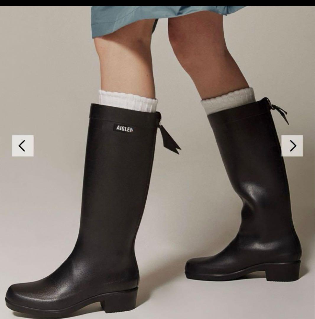 美品AIGLE最上位モデル レインブーツ ミリカ 23.5 ブラック