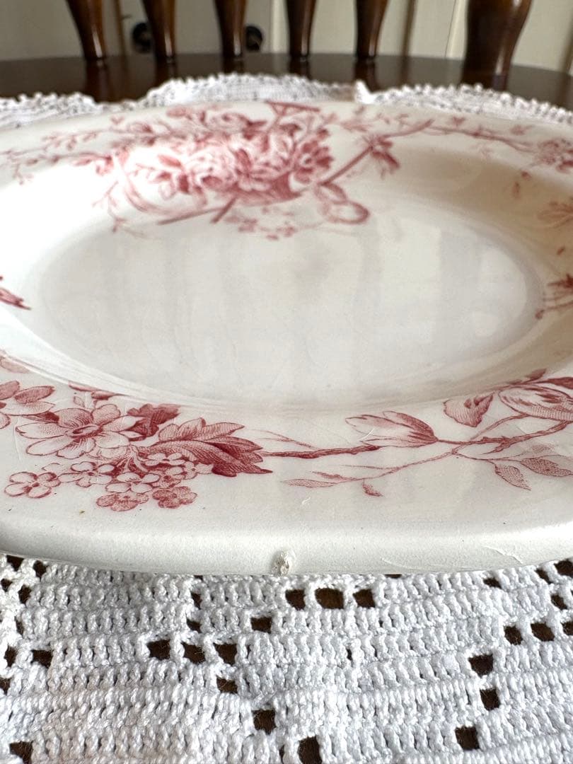 フランスアンティーク　ディナープレート　ローズパニエ　花籠　オリーブ　ジアン　③