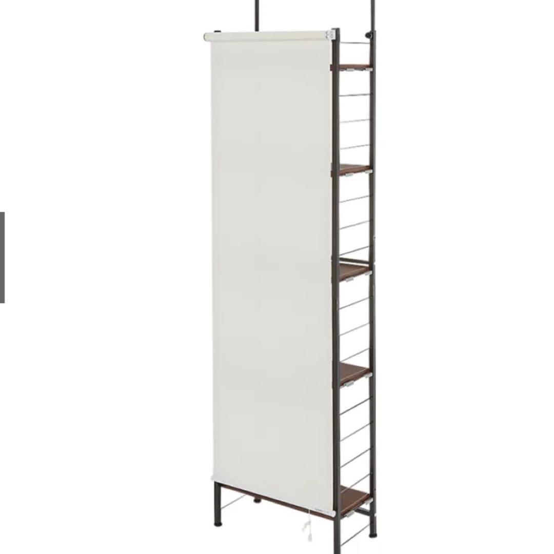 ロールカーテン付き突っ張りシェルフラック 幅60奥行36高さ205～260cm