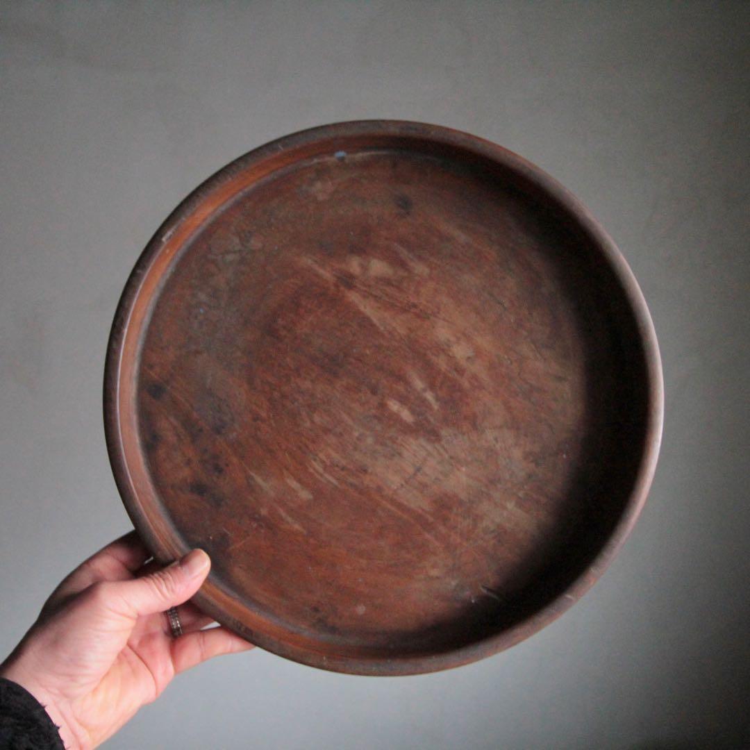 佳き木肌 くり抜き盆 大きめ 古道具 アンティーク