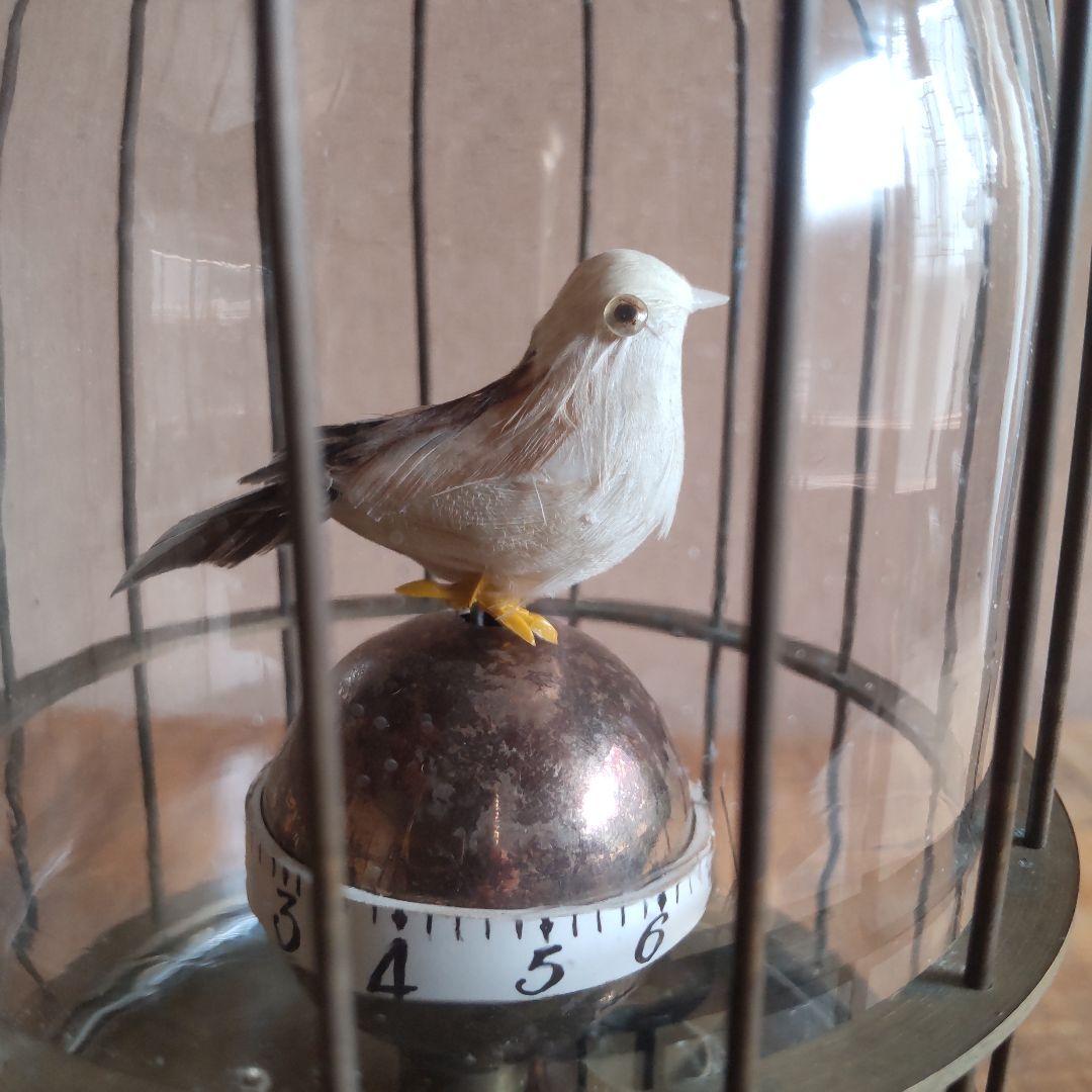 【稼動品】鳥かご時計 鳥籠時計 置時計 ゼンマイ式 アンティーク 美品