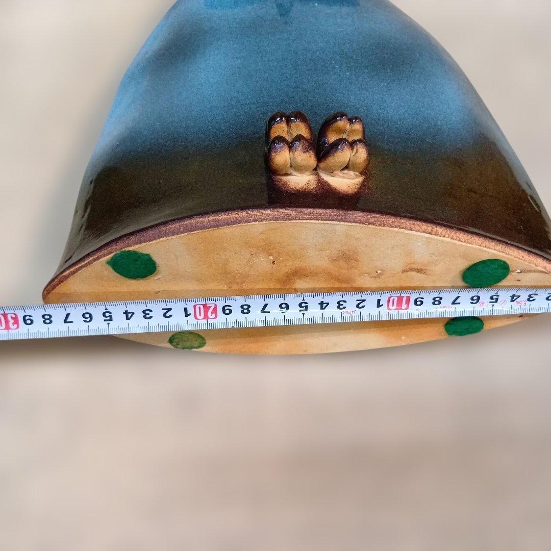 フクロウの陶器　作家物　花器　花瓶 ブルー　グラデーション