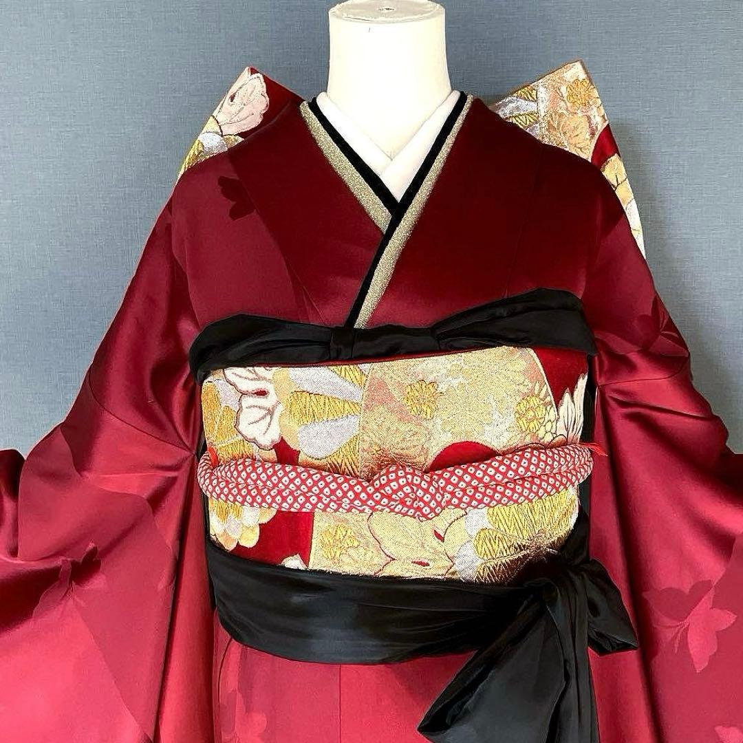 振袖フルセット　手染め無地　成人式振袖　振袖　裄丈68 ➕サイズ　赤系