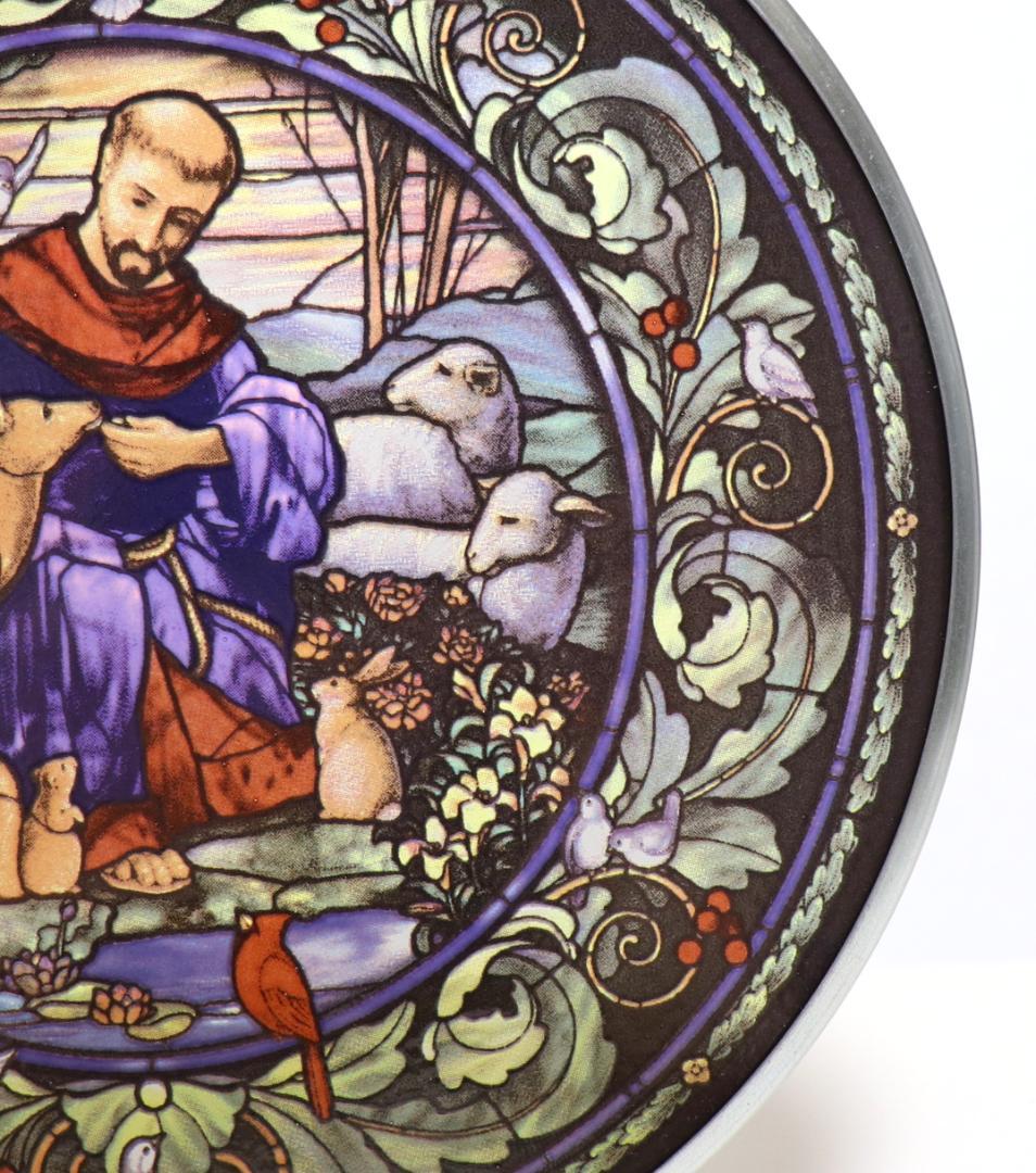 新品 カトリック修道士 フランチェスコと動物たち ヴィンテージ ステンドグラス