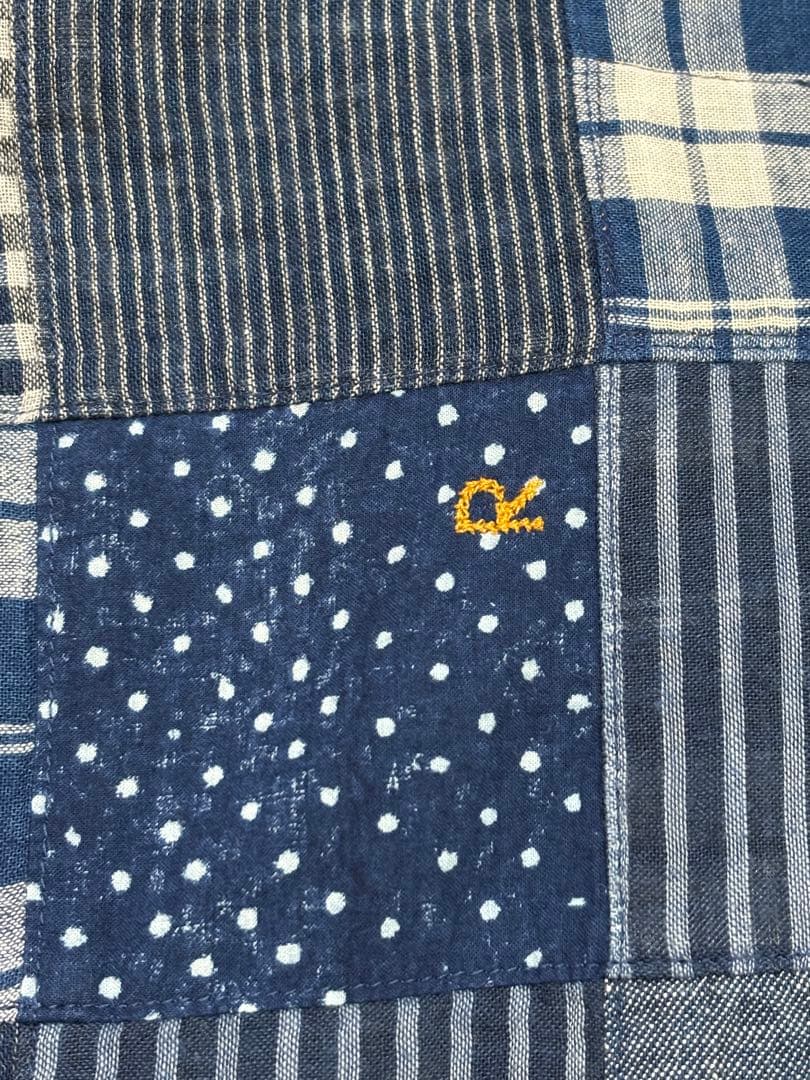 45R ミックスパッチワークの908 4ポケットシャツ インディゴ ユニセックス