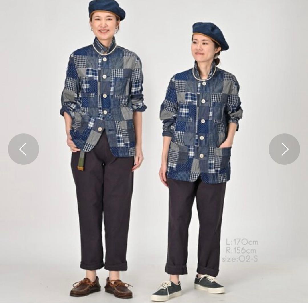 45R ミックスパッチワークの908 4ポケットシャツ インディゴ ユニセックス