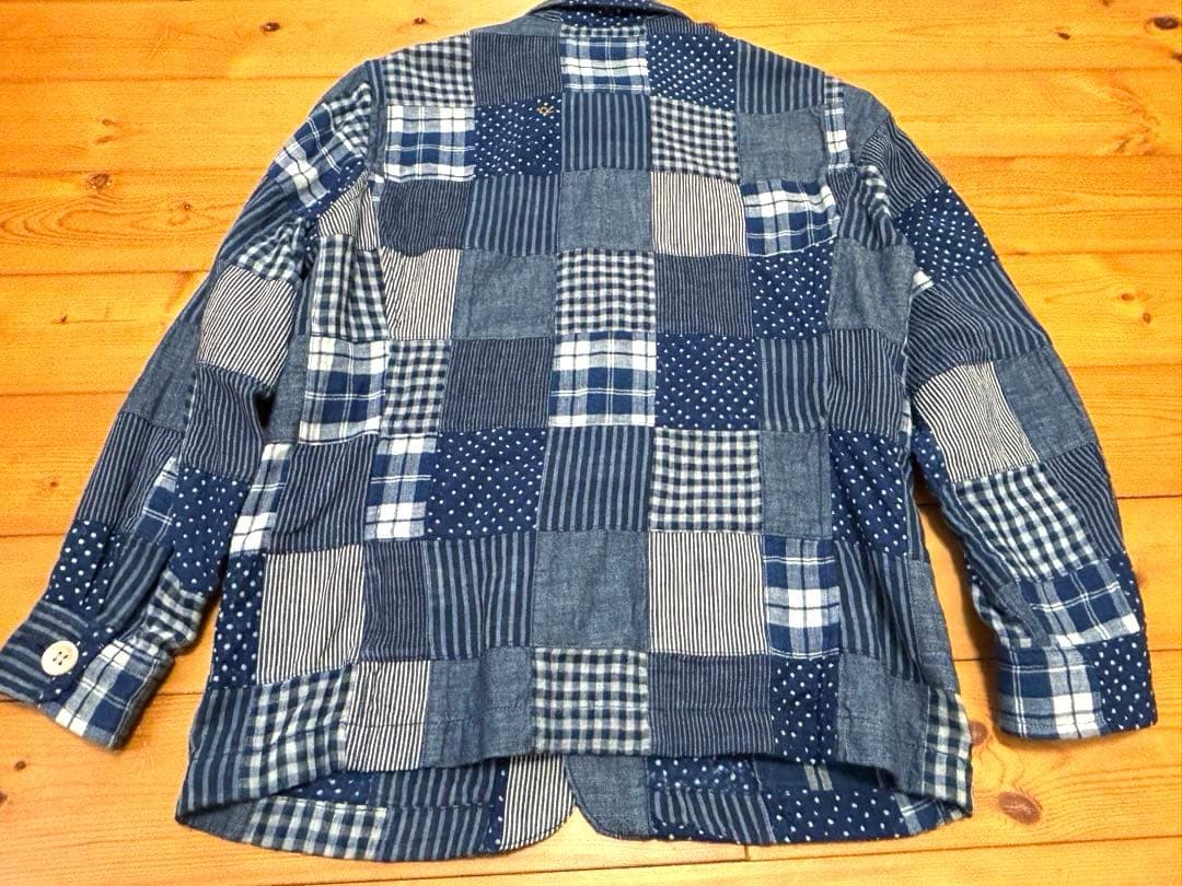 45R ミックスパッチワークの908 4ポケットシャツ インディゴ ユニセックス