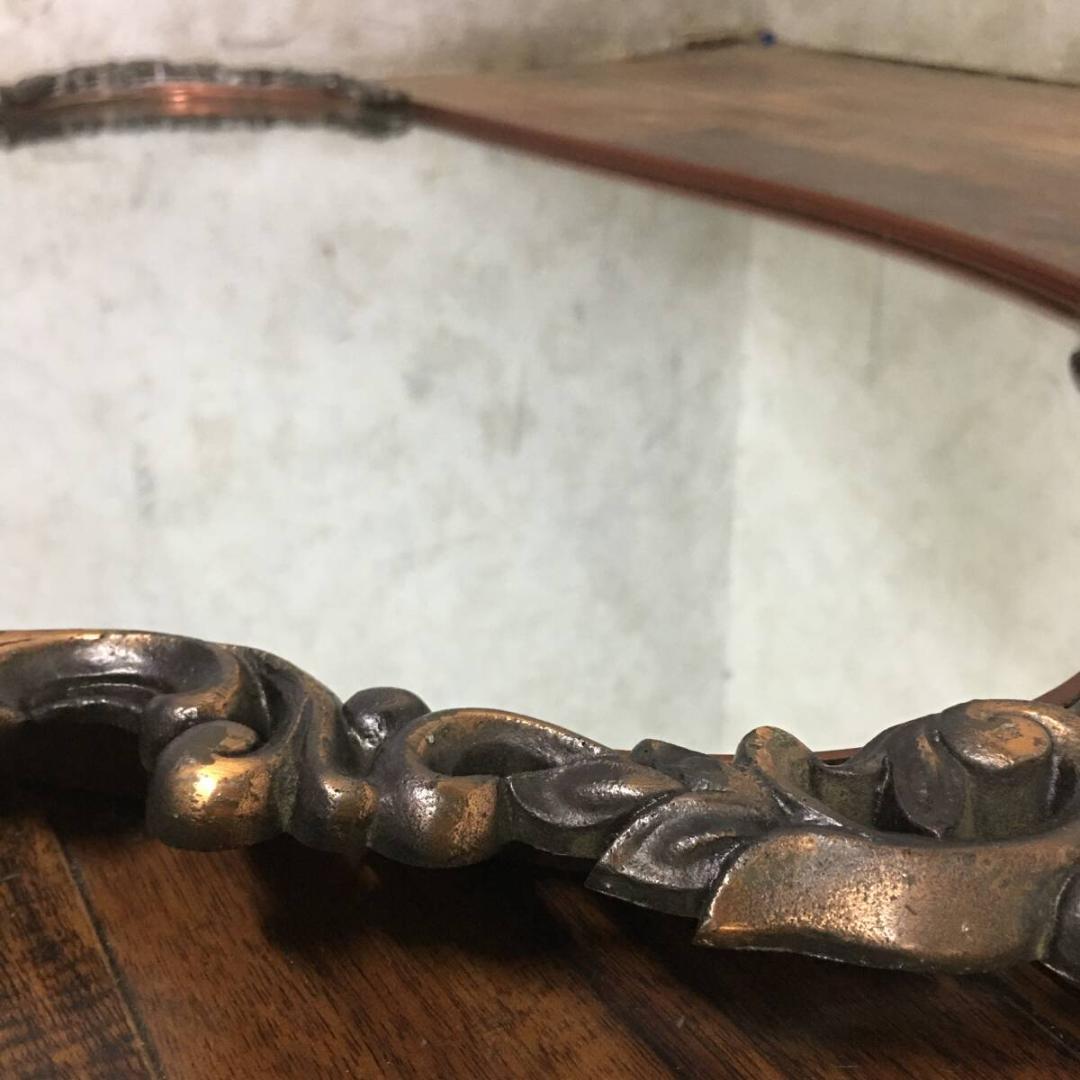 ヴィンテージ アンティーク オーバルミラー 40×85㎝ ブロンズ