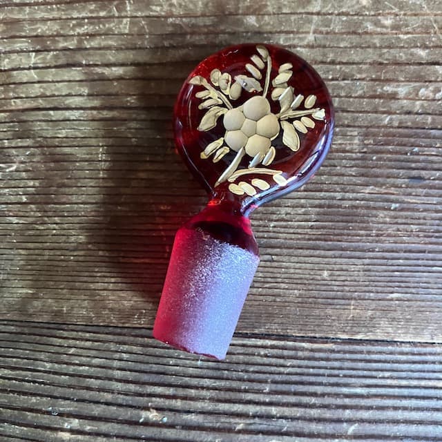 エナメル金彩 吹きガラス ルビーガラス パフューム ボトル リキュールボトル