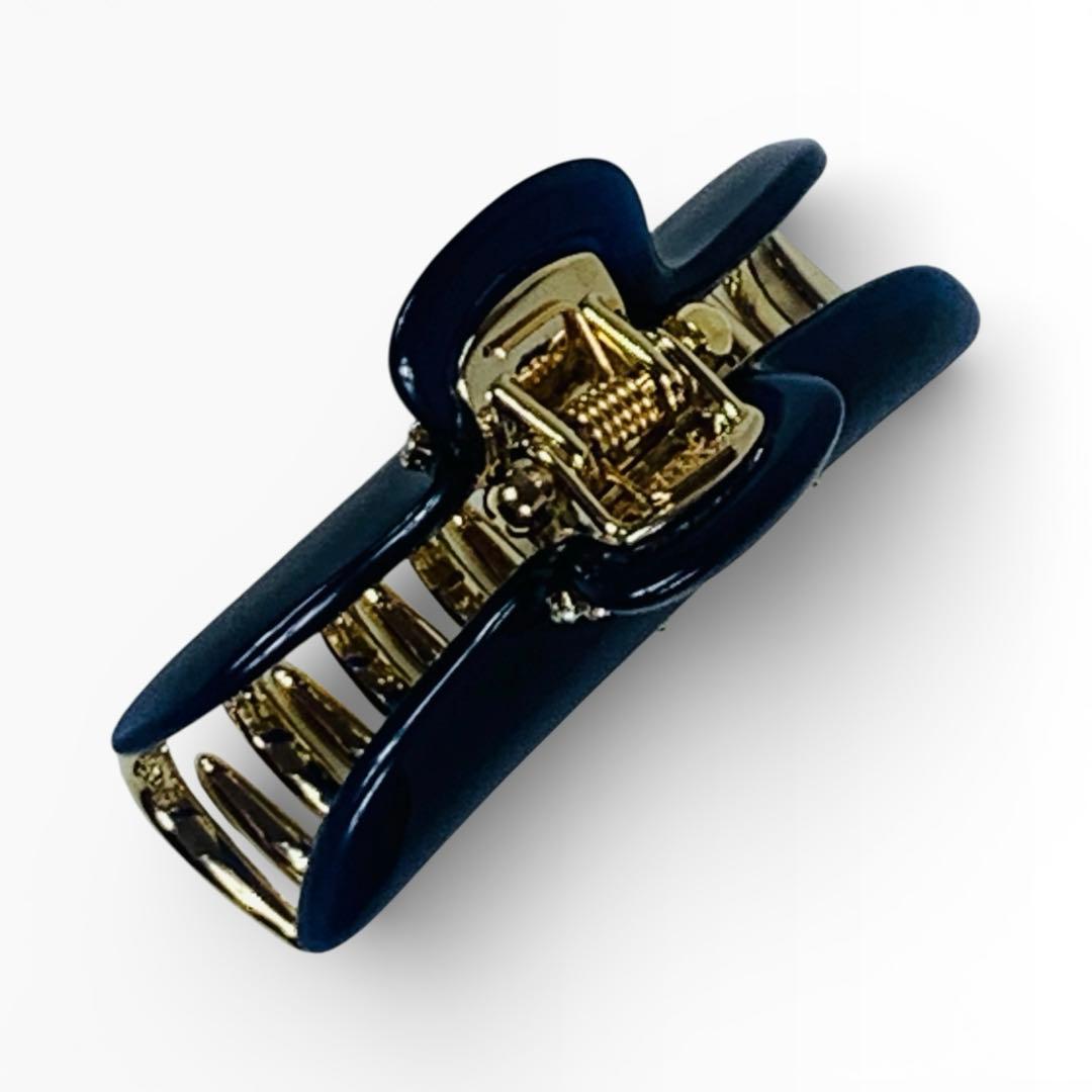 美品　acca アッカ ヘアクリップ ラインストーン ネイビー M イタリア製