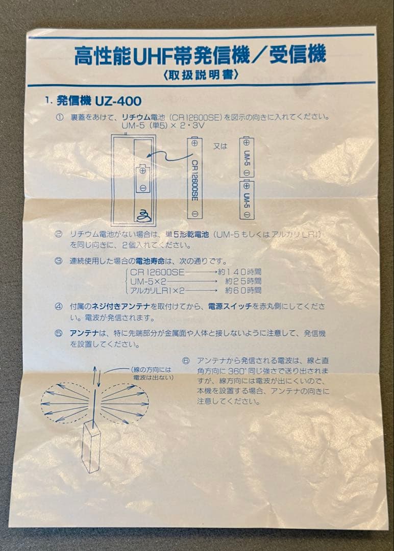 UZ-100M & UZ-400 高感度受信・送信機セット