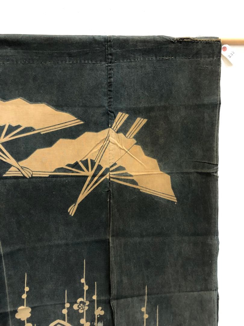 藍染 加賀のれん 時代物 木綿 古布ソ-233 三巾