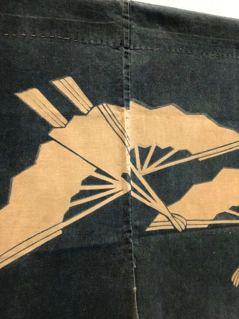 藍染 加賀のれん 時代物 木綿 古布ソ-233 三巾