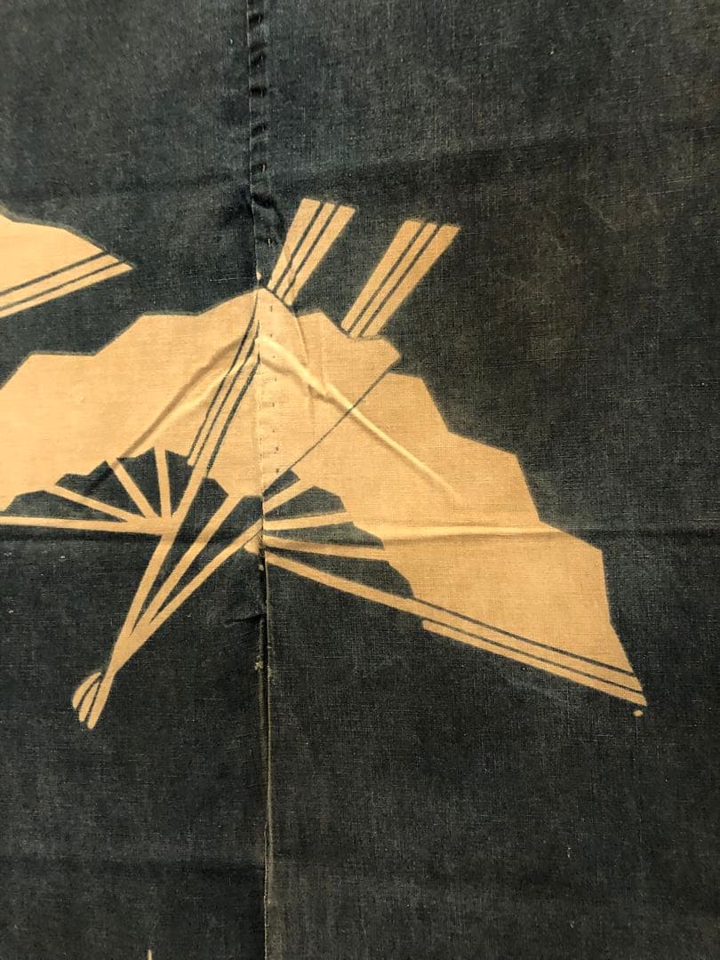 藍染 加賀のれん 時代物 木綿 古布ソ-233 三巾