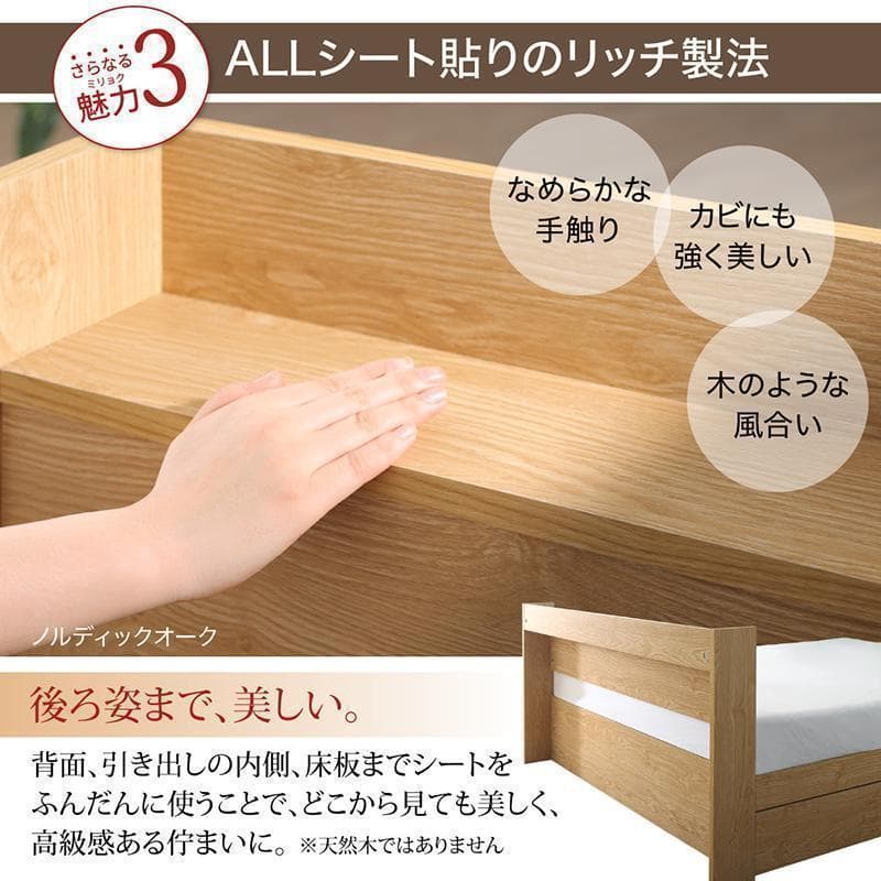 セール！新品 送料込 ダブルベッド 収納 棚 2口コンセント マットレス付 AB