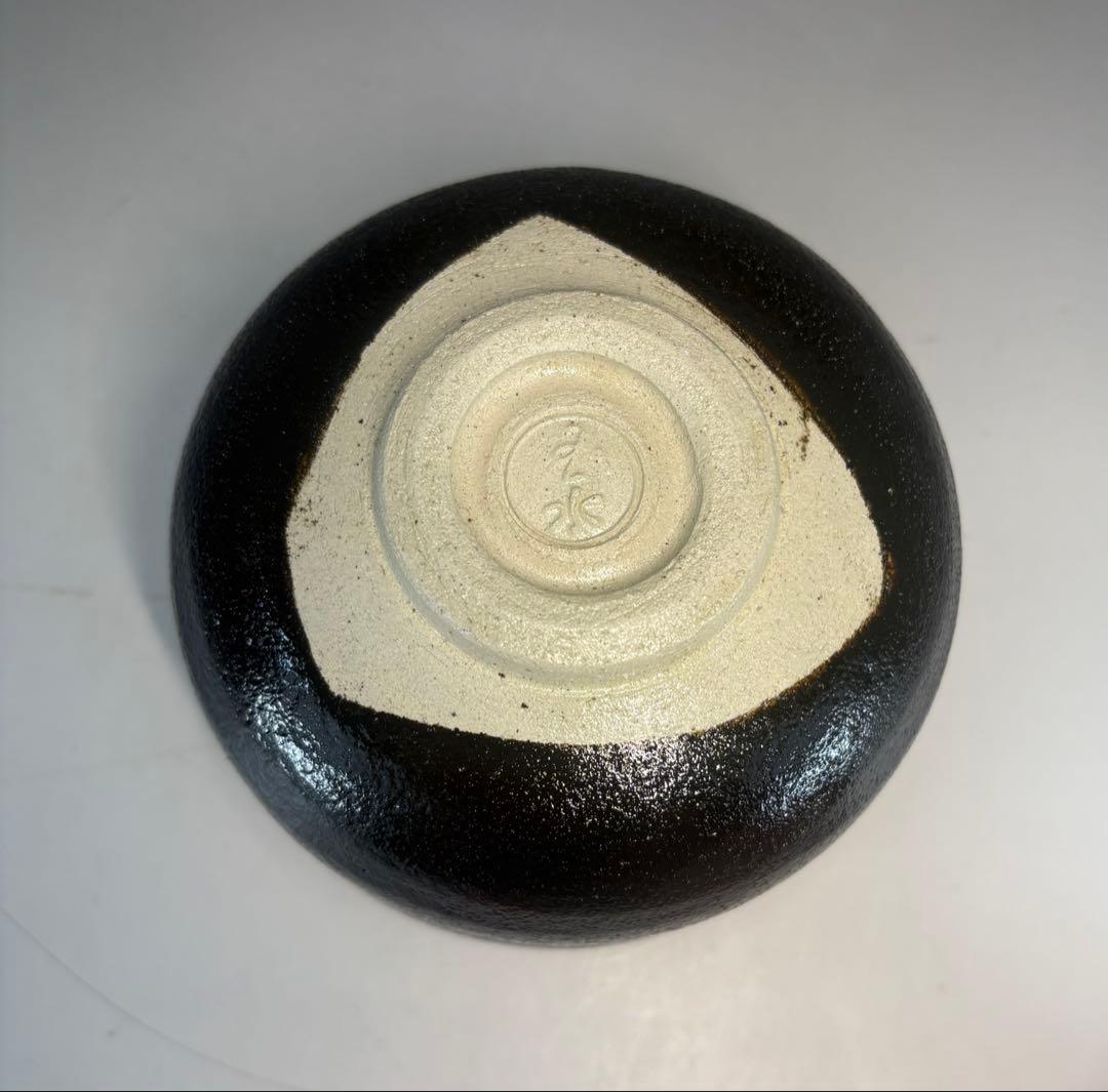 【中古品】玉水窯　黒茶碗　法谷文雅書付　銘『松風』共箱
