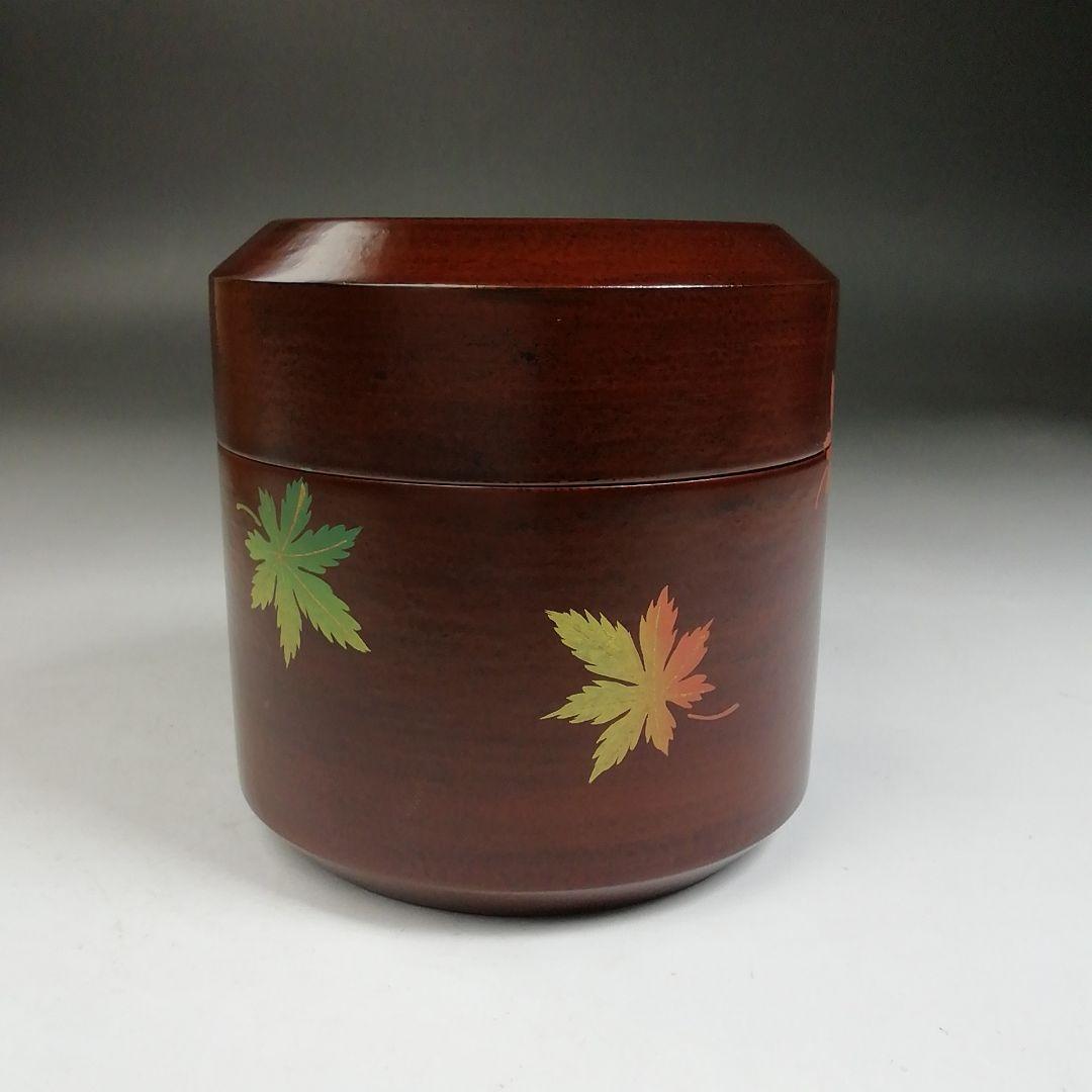 Ｗ７６　棗　『花紅葉』『一閑　雪吹棗』『新井司峰 造』　共箱　茶道具