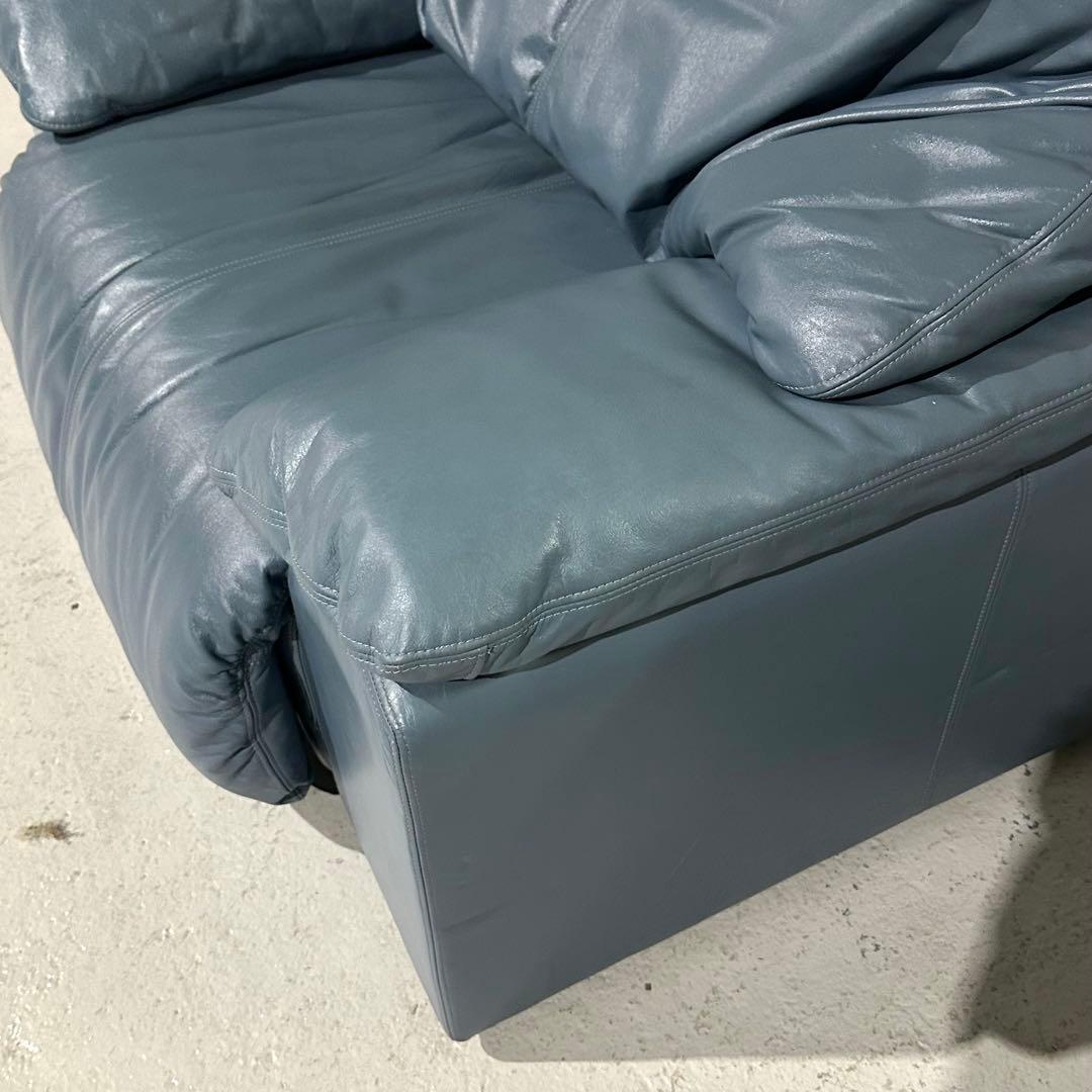 maruni／マルニ 本革1人掛ソファ｜ブルーグレー｜本革＆ボリュームクッション