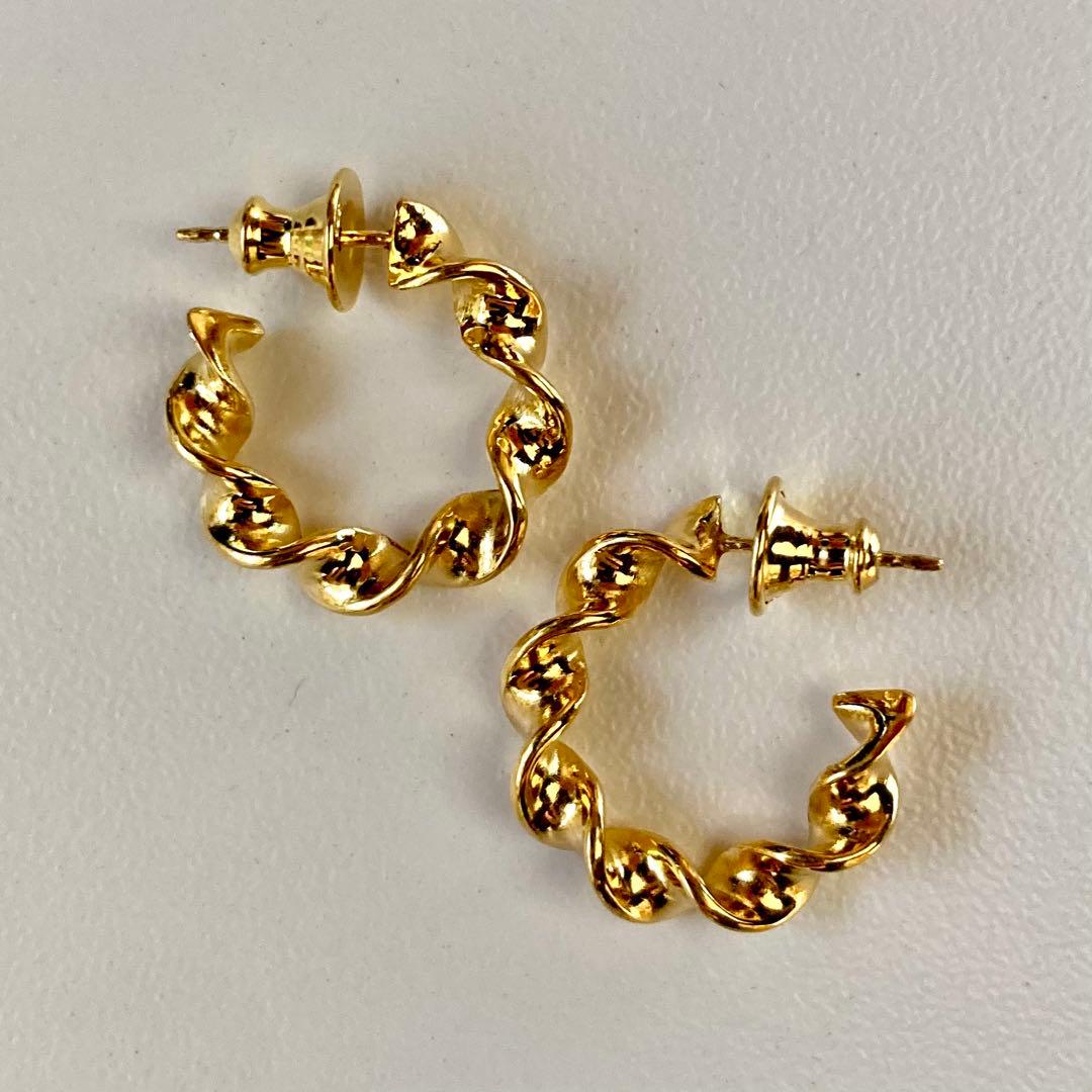 ゴールド　18k シルバー925 両耳　ピアス　18mm BWL