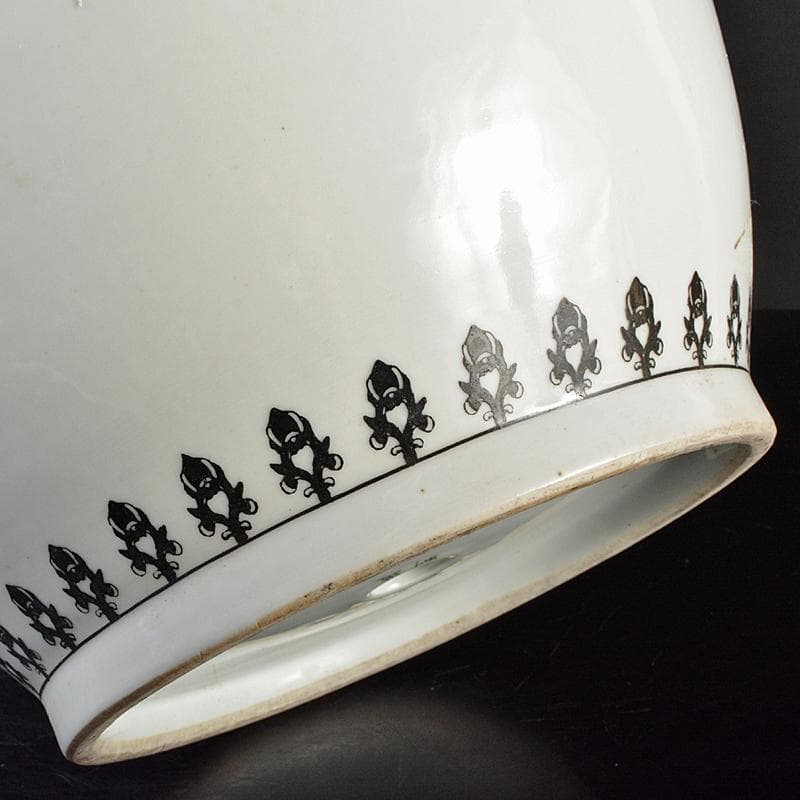 中国　中国景徳鎮制造款　粉彩　漢詩花鳥文　大鉢　F　R5829B