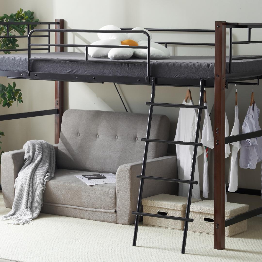 超人気！ロフトベッド【高さ130cm】収納 北欧風 大人 送料無料 BLACK