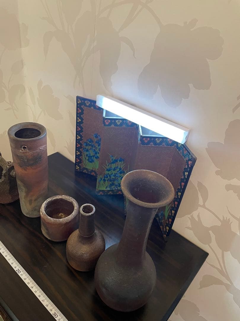 美品　作家物　備前焼　花瓶　一輪挿し　陶器製 手作り陶器　花器5点セット