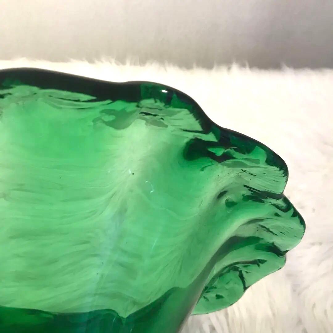 【 超希少品 】70's STIVER ITALY 大型 花瓶 クリスタル 緑