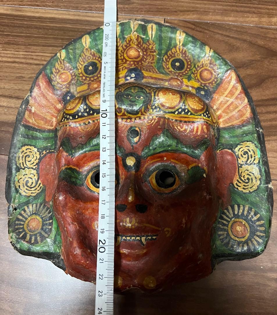 ネパール 民族仮面 ヴィンテージ風 お面 2点セット 壁掛け