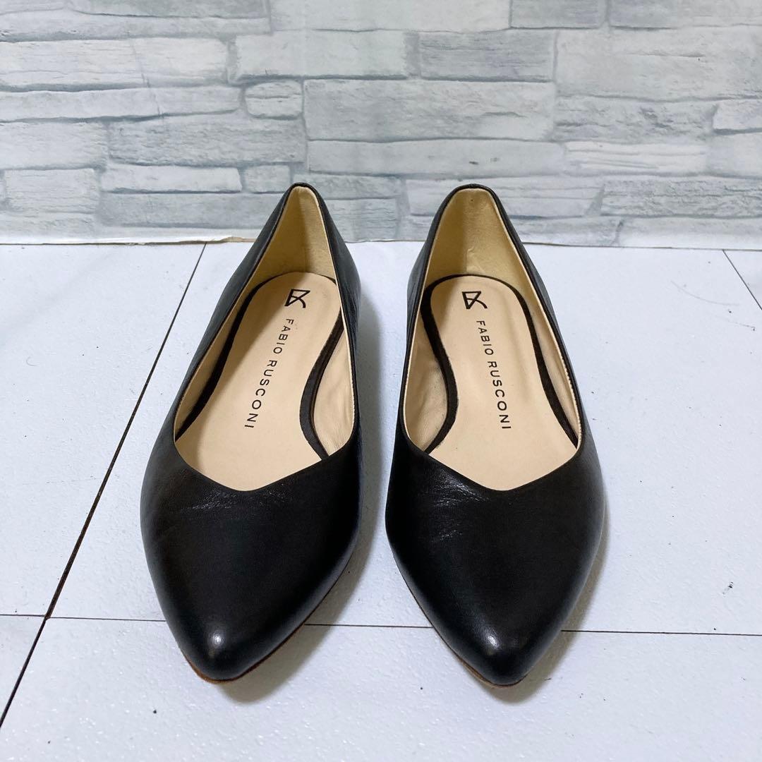 美品 ファビオルスコーニ フラットパンプス 本革 ポインテッドトゥ 22.5