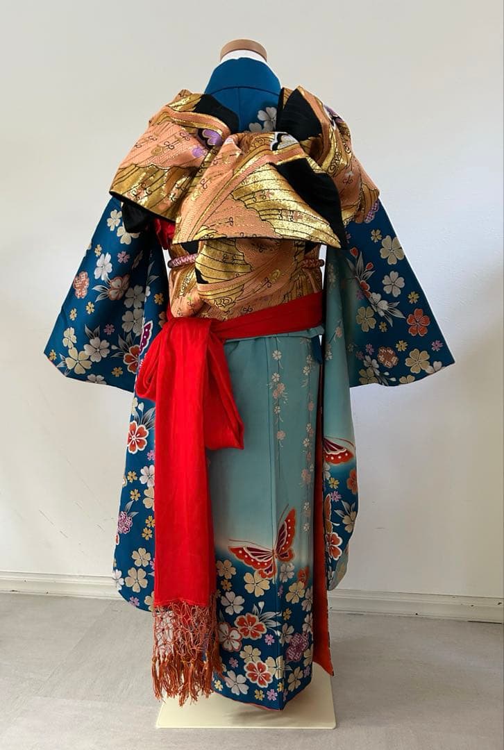 7歳　七五三　正絹着物　古典柄　帯　帯揚げ　帯締め しごき　セット