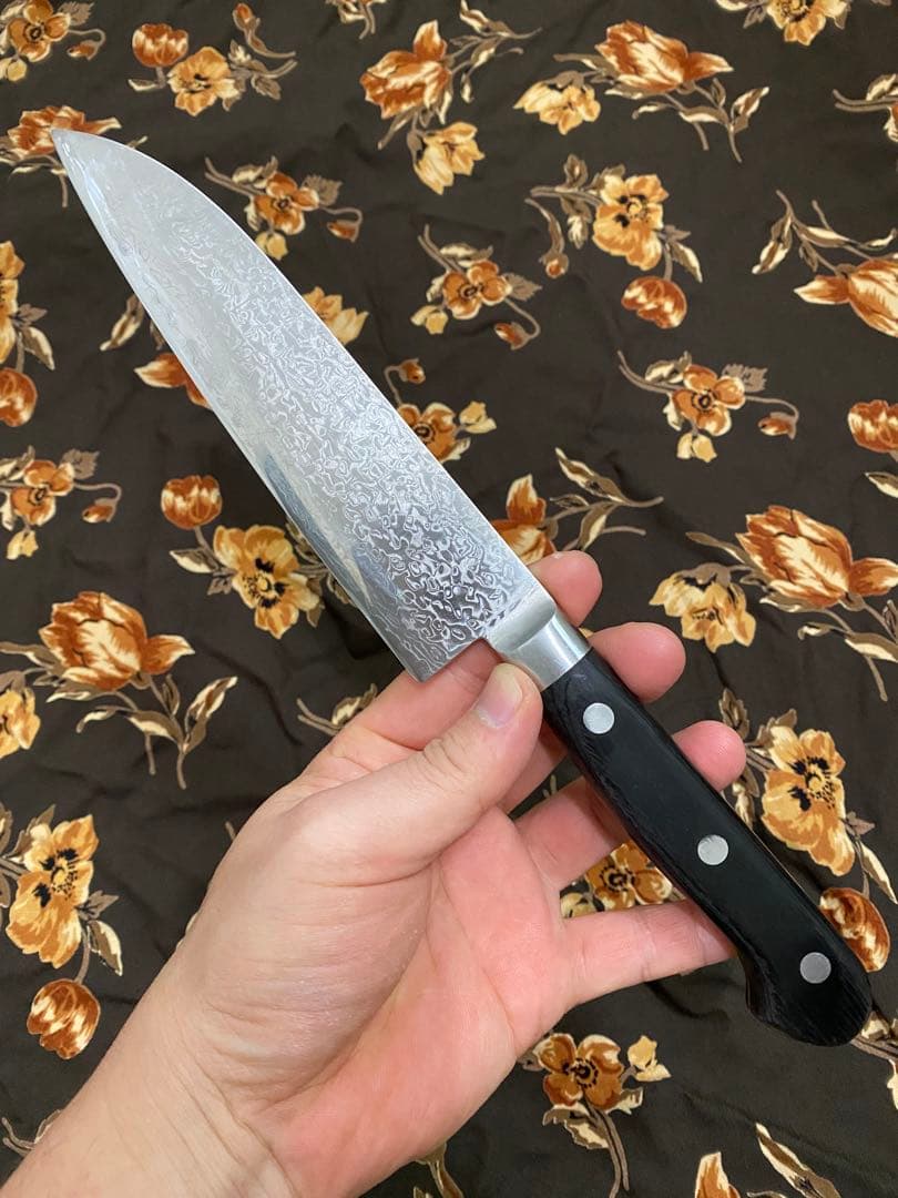 天味寿楽 三徳165mm VG10 ダマスカス 中古品