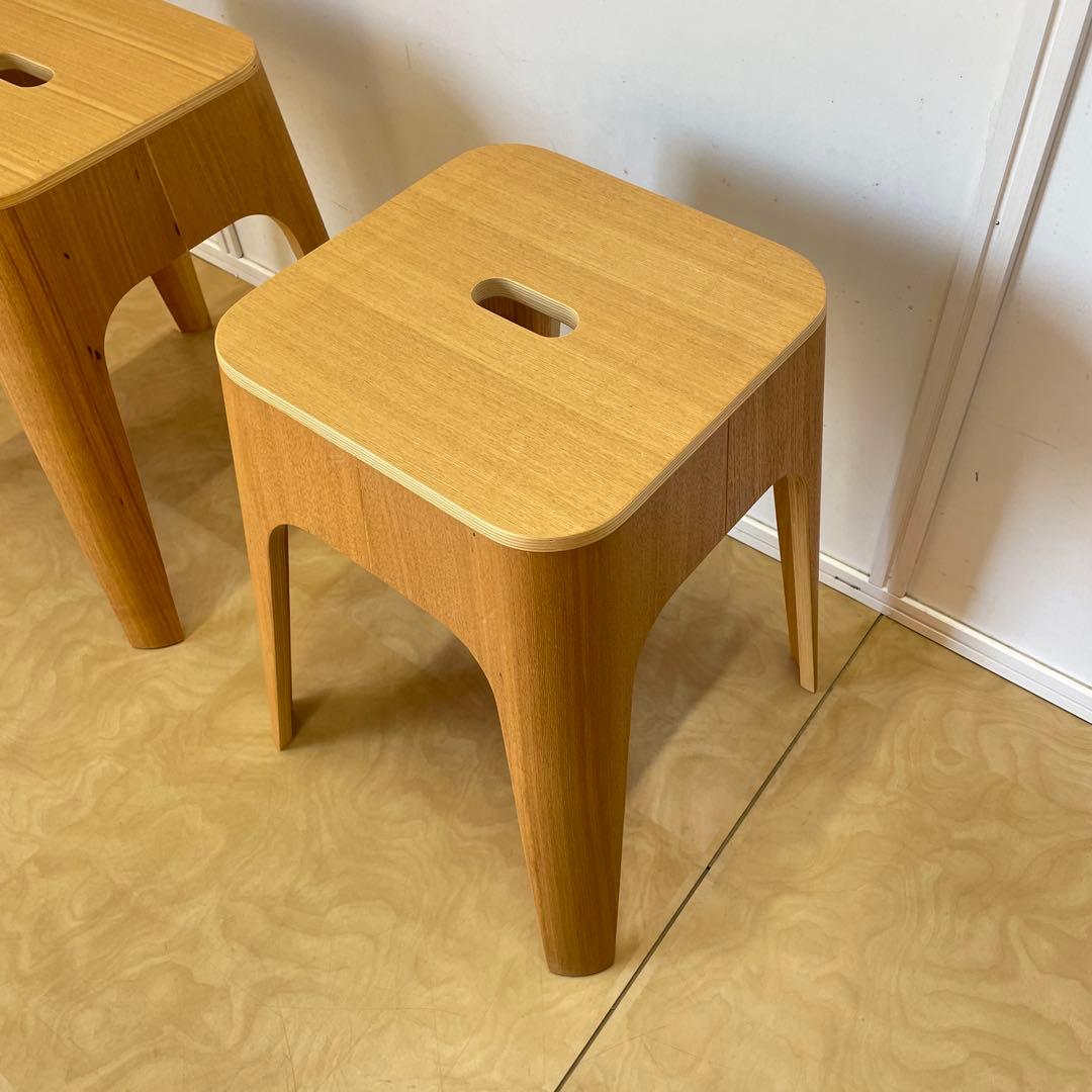 Francfranc スツール2脚 スタッキング椅子 チェア フランフラン 木製