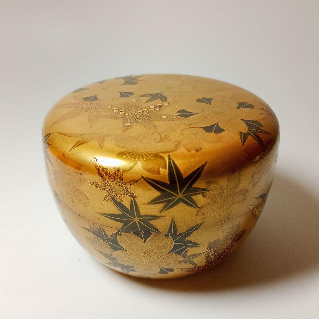 月峯作　総金地雲錦蒔絵　棗　共箱　茶道具