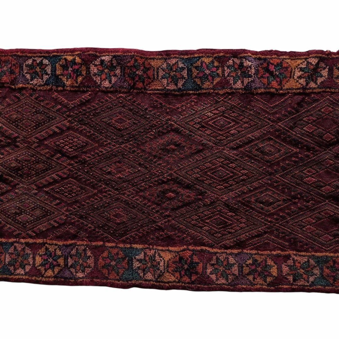 【ヴィンテージ】 経年変化の美しい ワインレッド ラグ カーペット トライバル