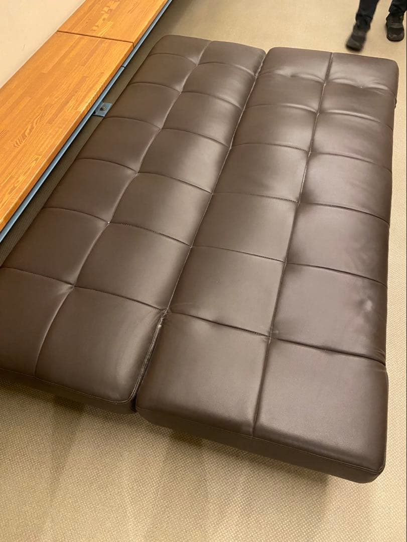 アイリスオーヤマ　合皮ソファベッド　2人がけ　レザーソファ