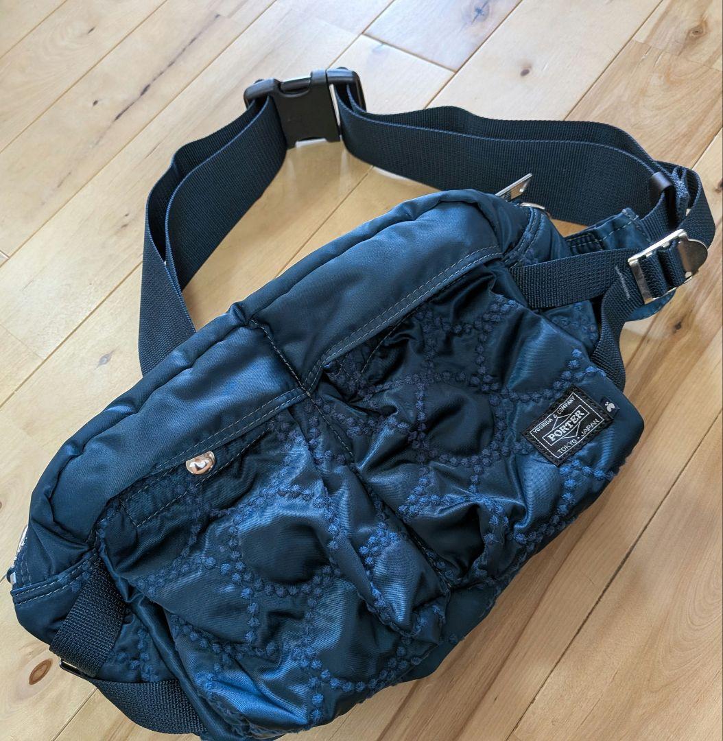 ミナペルホネン タンバリン PORTERコラボ ボディバッグ ブルー
