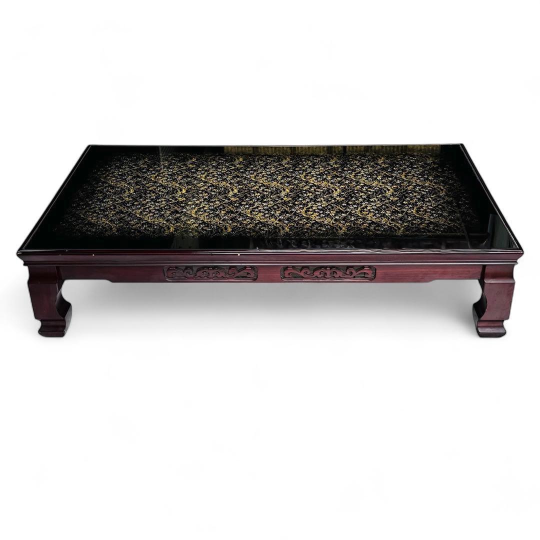 ローテーブル センターテーブル 枝梅絵飾り 金糸銀糸 座卓 昭和レトロ テーブル