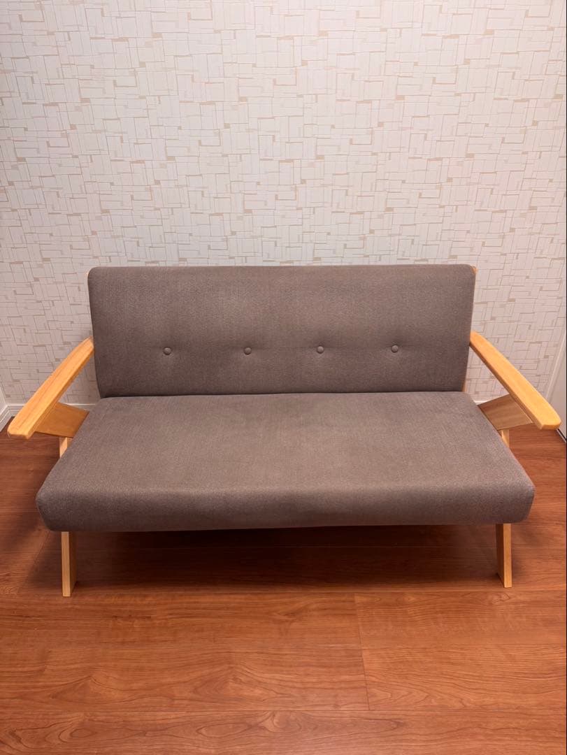 クッション2人掛けソファ/ダークブラウン