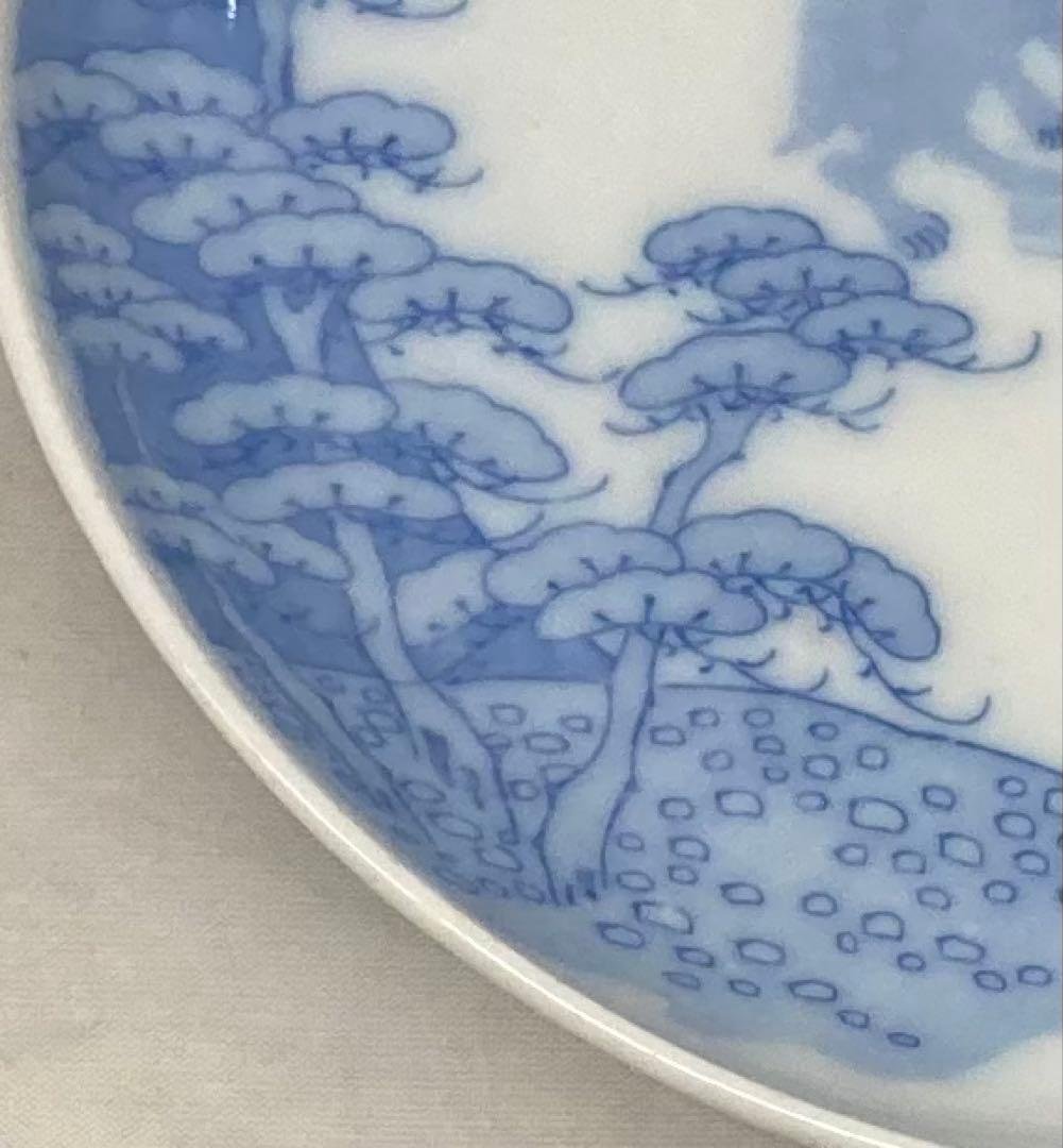 B559b 印判 兎の餠つき 小皿1枚　裏に蝙蝠　図変り　満月　骨董