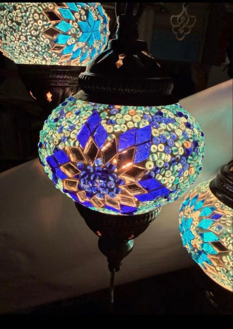 トルコランプ　ブルー　6連　シャンデリア