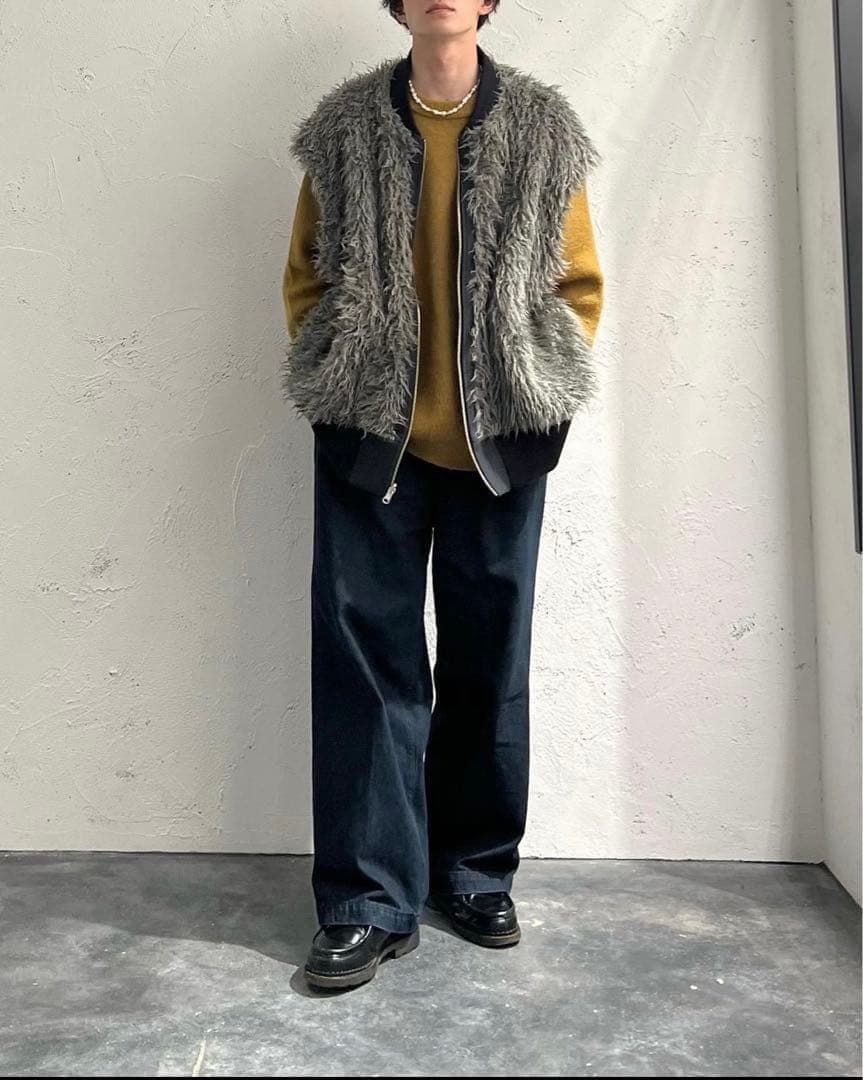 URU (ウル)｜ZIP UP VEST WOOL PONCH BURGUNDY