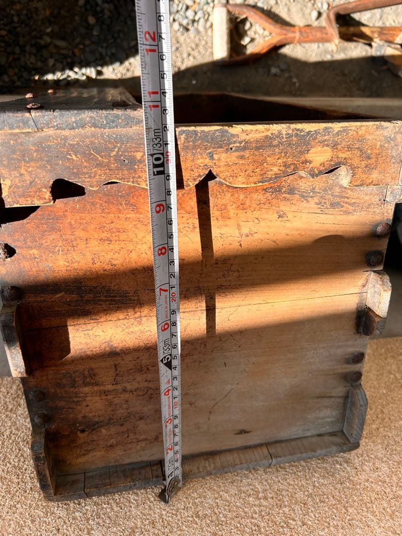 レトロ　木箱　ケース　蓋付収納　アンティーク　古道具