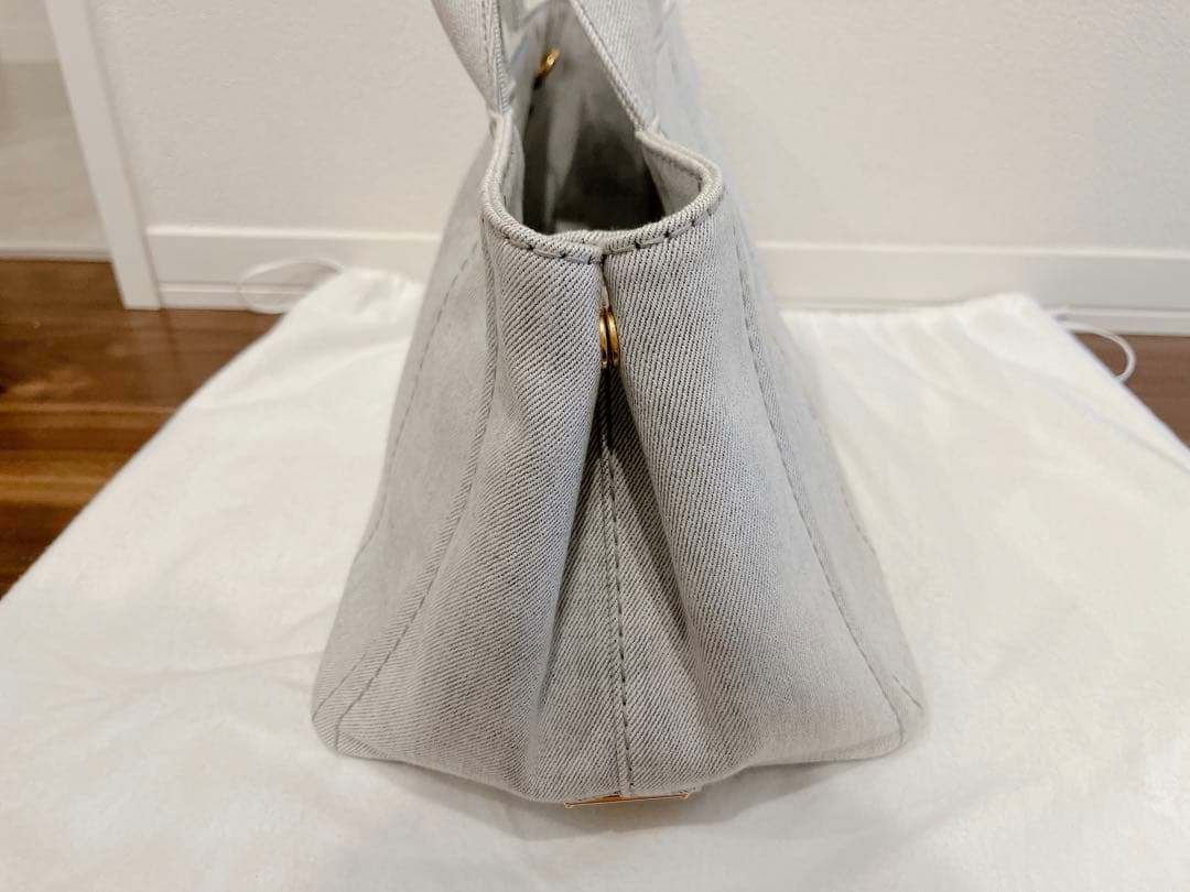 PRADA デニムトートバッグ M カナパ ビアンコ