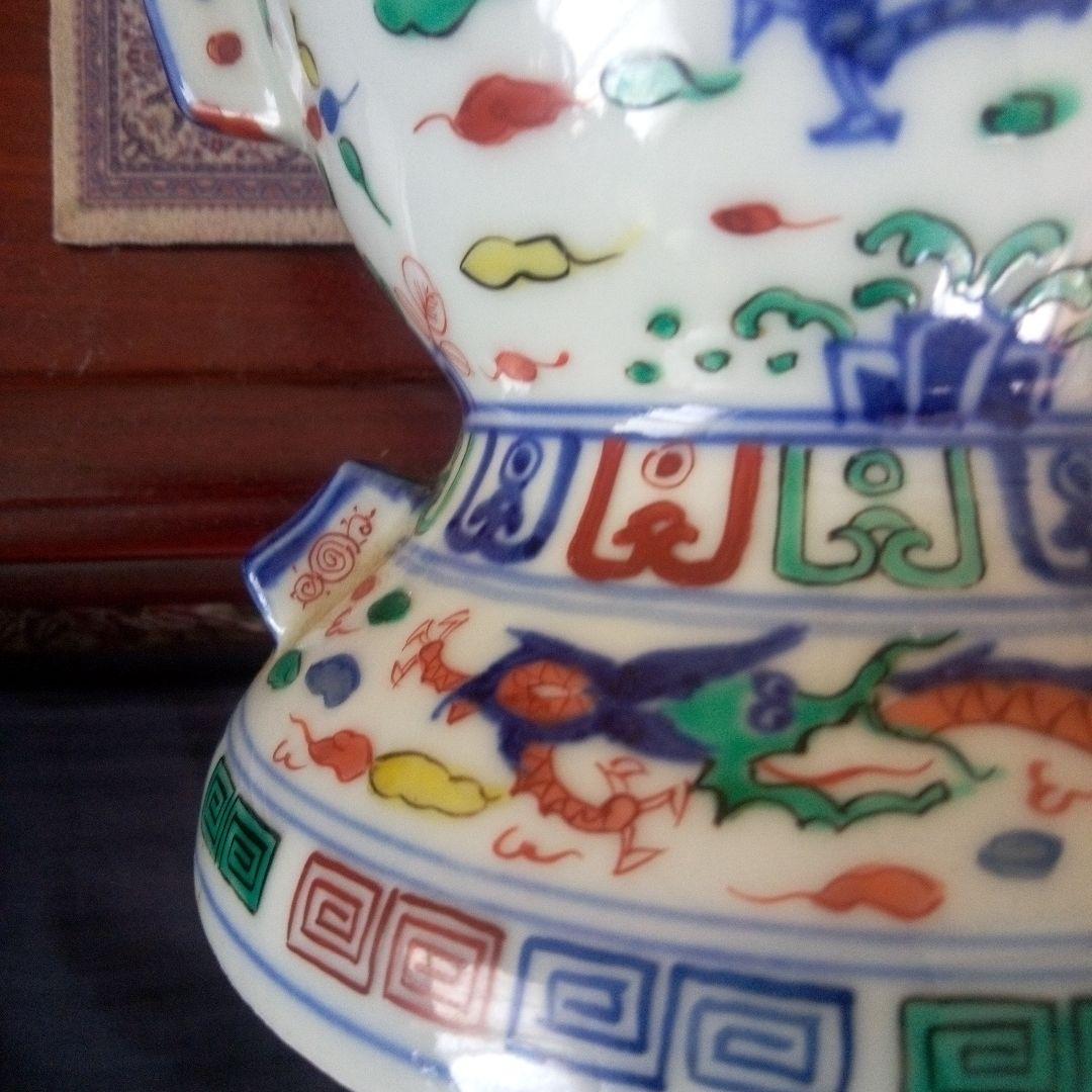 中国古玩　大明萬暦年製　五彩尊式花瓶