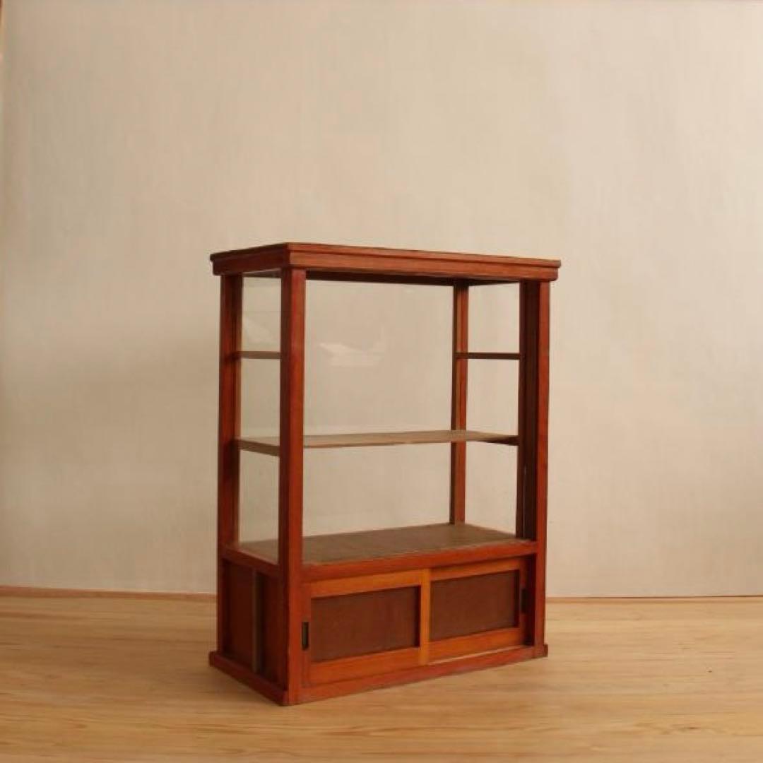 ガラス棚　デイズプレイ棚　店舗什器　棚　木製アンティーク　高さ約90㎝