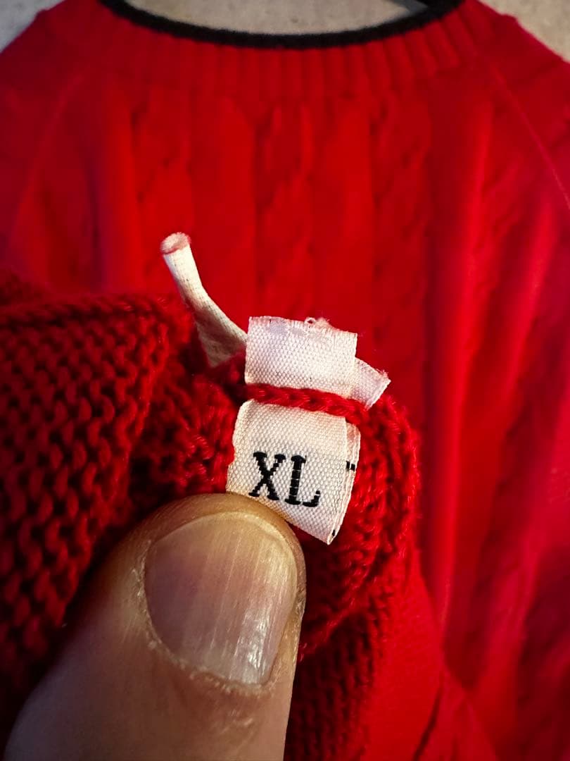 m**様 ARNYS コットンニット　ケーブル編み レッドベスト XL