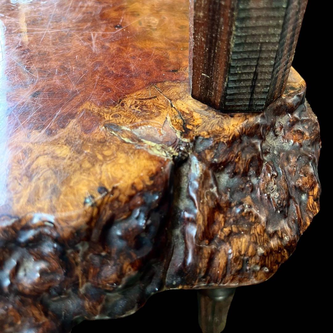 【花梨】唐木 カリン材 玉杢瘤棚 2段棚 高級銘木 コーナーラック 飾り台 花台